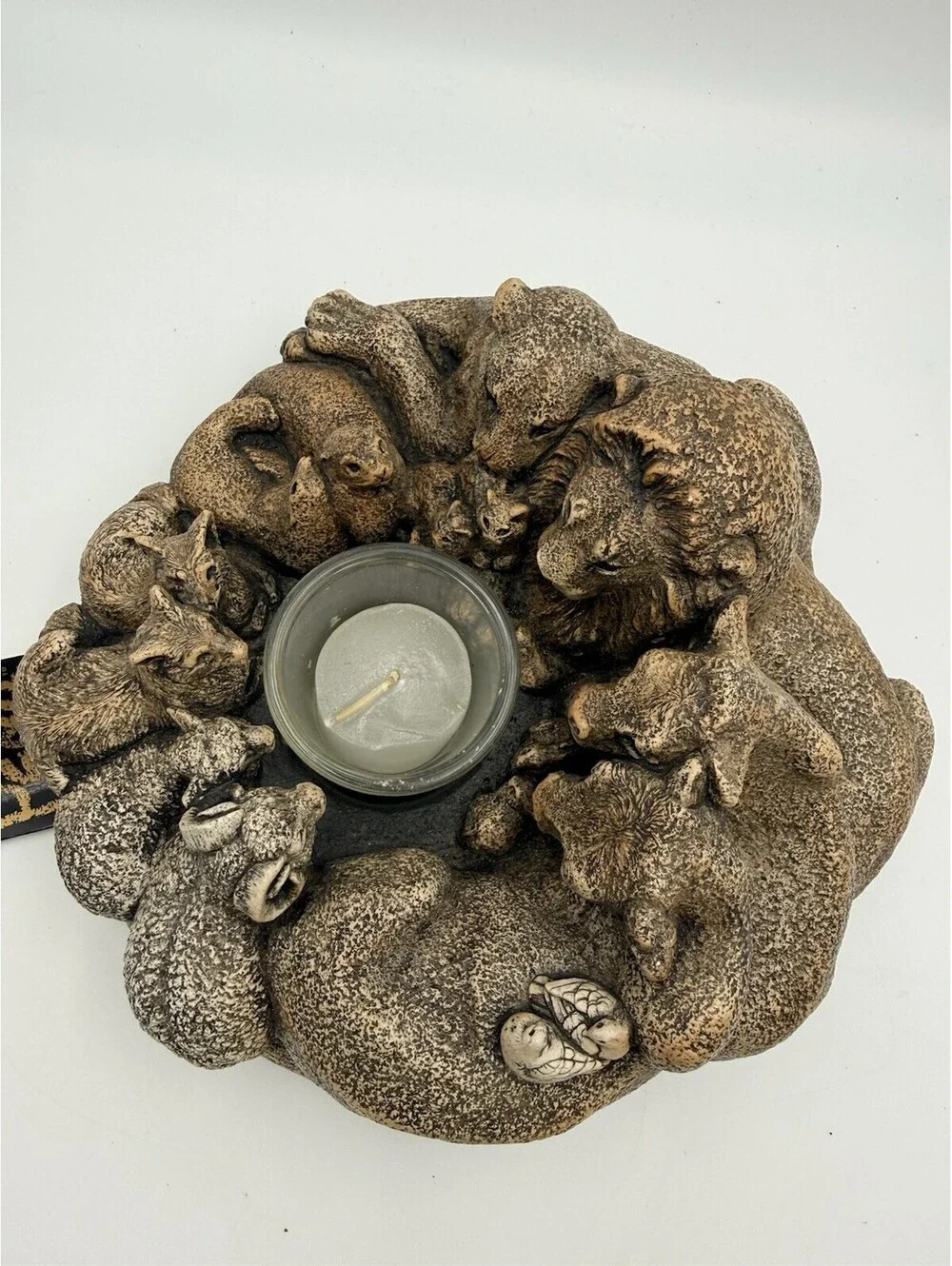 Windstone Editions M Pena Circle Of Ark Animals Candle Holder Lamp VTG NIOB
